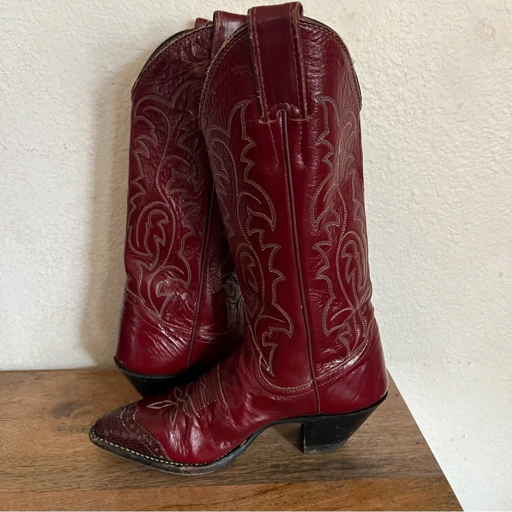 Justin Deep Red Leather Talk Boots Style J7521 Size 3C